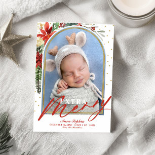 Modern Arch Christmas Baby Birth Announcement