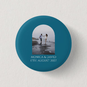 Modern Arch Couple Photo Minimalist Wedding 3 Cm Round Badge