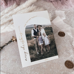 Modern Arch   Cream Foil Christmas Photo