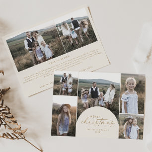 Modern Arch   Cream Multi Photo Family Christmas Holiday Card