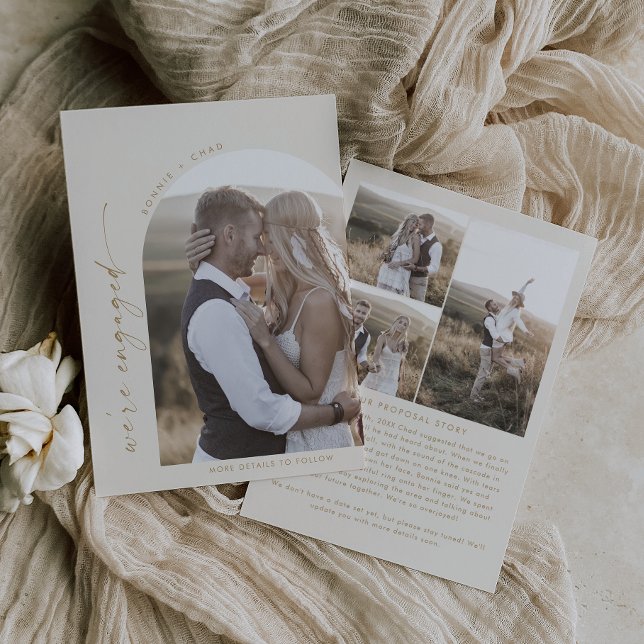 Modern Arch Cream Proposal Story Photo Engagement Announcement (Creator Uploaded)