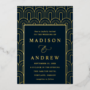 Modern Arch Deco Navy and Gold Wedding