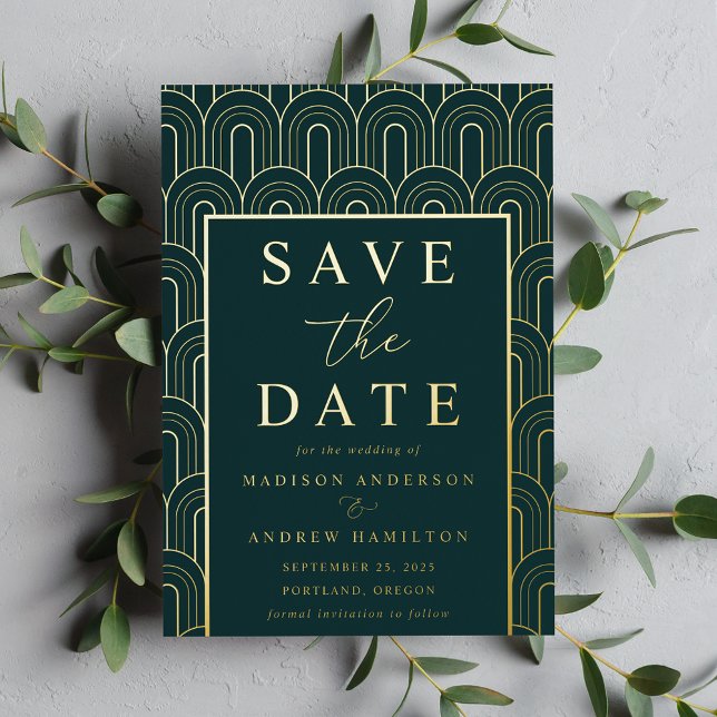 Modern Arch Deco Wedding Save the Date (Creator Uploaded)