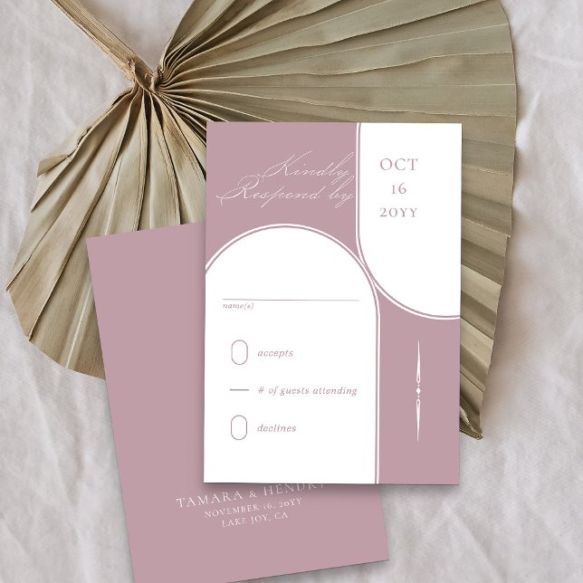 Modern Arch Elegant Calligraphy Dusty Rose Wedding RSVP Card (Elegant dusty rose pink wedding rsvp card from my Wedding Colors collection)