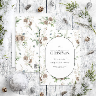 Modern Arch Farmhouse Greenery Merry Christmas Hol Holiday Card