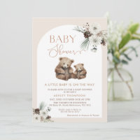 Modern Arch Floral Bear Cub Baby Shower