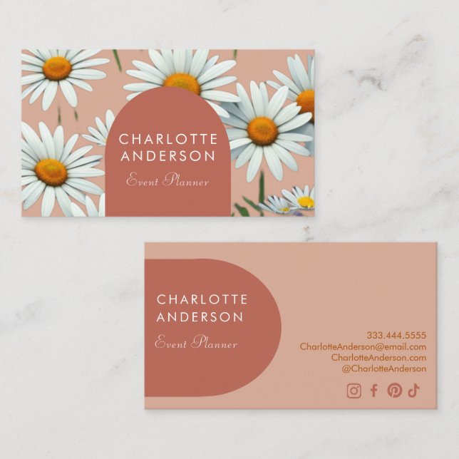 Modern Arch Floral  Business Card (Front/Back)