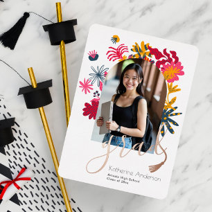 Modern Arch Floral Photo Graduation Party White