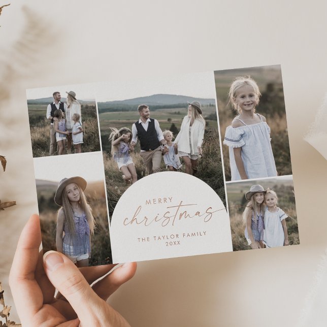 Modern Arch Foil Multi Photo Merry Christmas (Creator Uploaded)