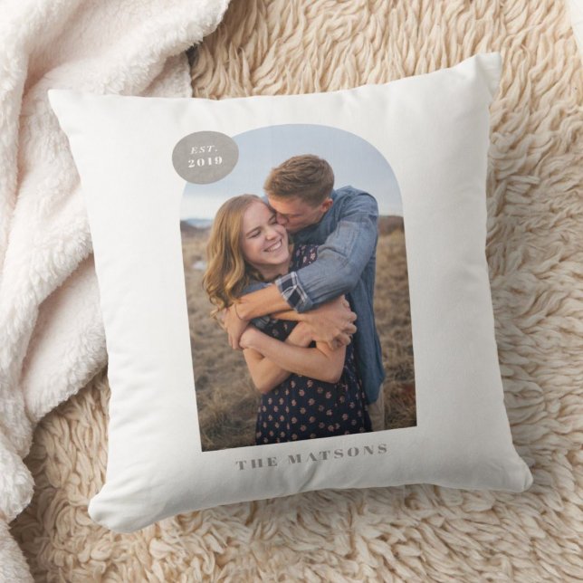 Modern Arch Frame Custom Photo Pillow - Grey (Creator Uploaded)