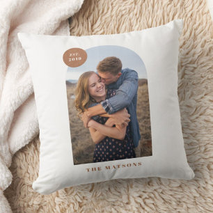 Modern Arch Frame Custom Photo Pillow - Tan