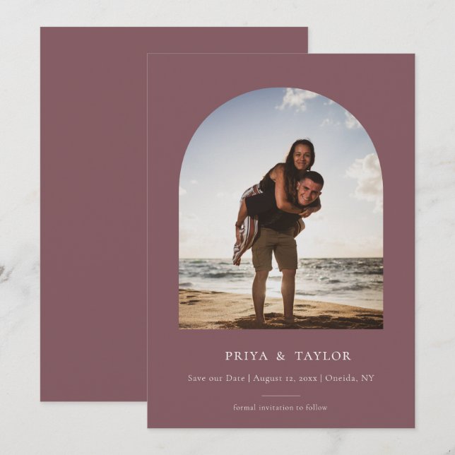Modern Arch Frame Flat Save The Date Photo Card (Front/Back)