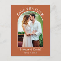 Modern Arch Frame Photo Burnt Orange Save The Date