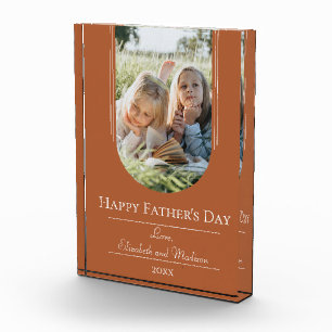 Modern Arch Frame Photo Father's Day Burnt Orange Block