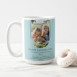 Modern Arch Frame Photo Father's Day Teal Coffee Mug