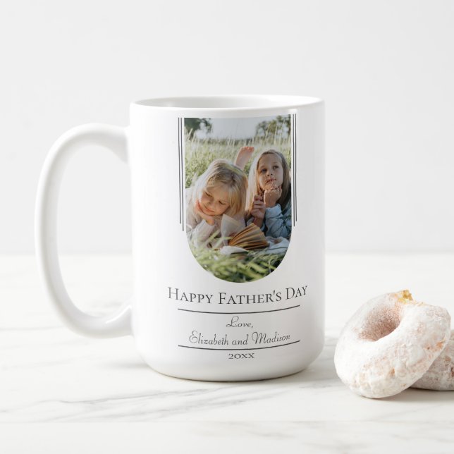 Modern Arch Frame Photo Father's Day | White Coffee Mug (With Donut)