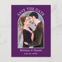 Modern Arch Frame Photo Purple Save The Date