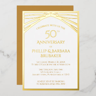 Modern Arch Golden 50th Wedding Anniversary Party