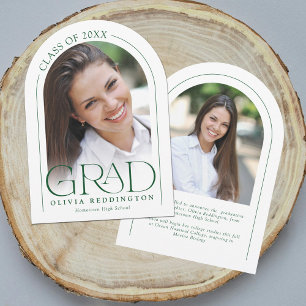 Modern Arch Green 2 Photo Grad Announcement