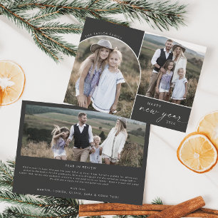 Modern Arch   Grey New Year 3 Family Photos News Holiday Card