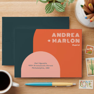 Modern Arch Groovy Retro Wedding Envelope