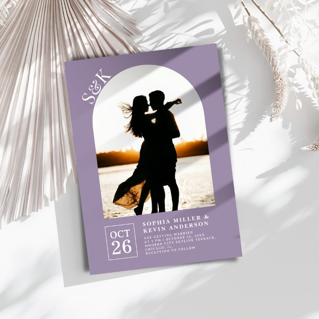 Modern Arch I Photo I Amethyst Smoke I Wedding Invitation (Creator Uploaded)