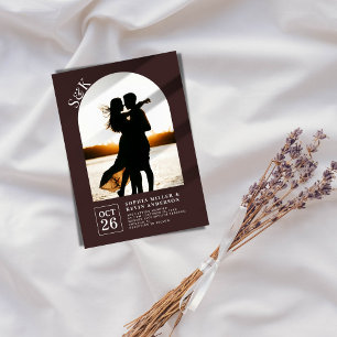 Modern Arch I Photo I Cocoa Brown I Wedding Invitation