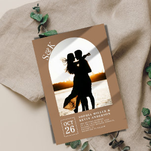 Modern Arch I Photo I Leather I Wedding Invitation