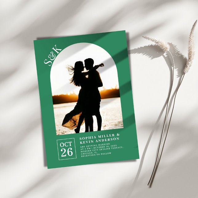Modern Arch I Photo I Sea Green I Wedding Invitation (Creator Uploaded)
