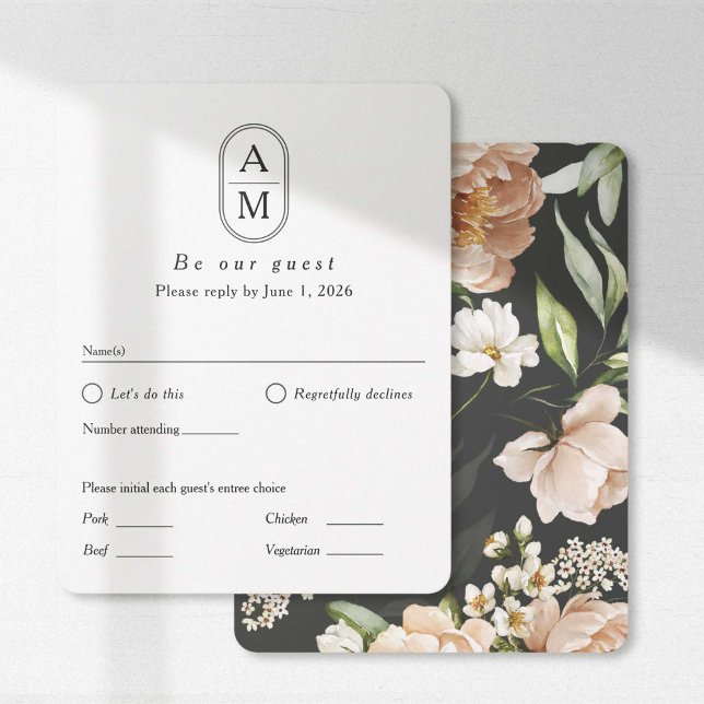 Modern arch initials, RSVP with meal options (Creator Uploaded)