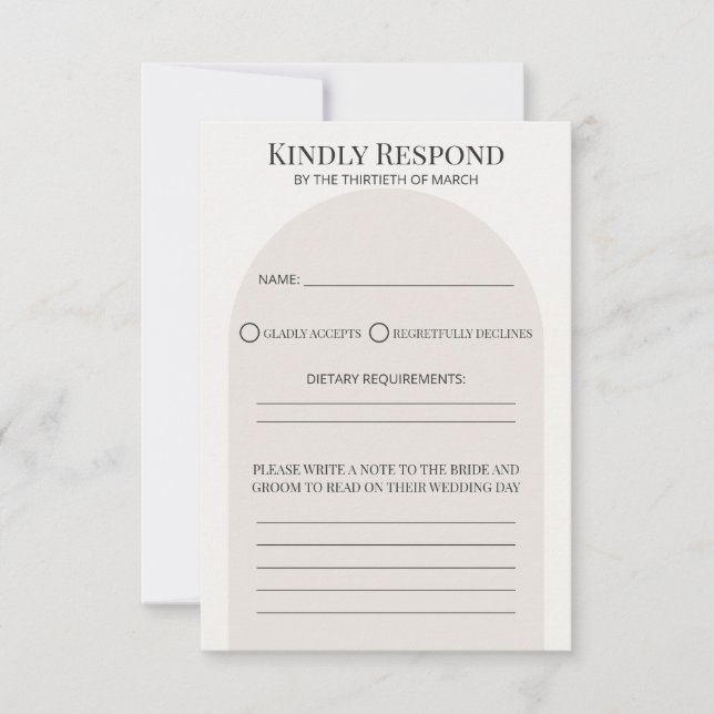 Modern Arch Jewish Wedding RSVP Card Template (Front)