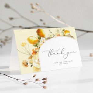 Modern arch lemon bridal shower thank you card