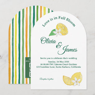 Modern Arch Lemon Citrus Floral Wedding Invitation