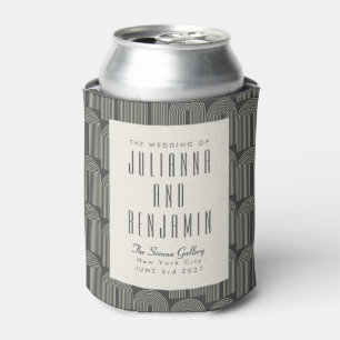 Modern Arch Line Art Black Grey Custom Wedding Can Cooler