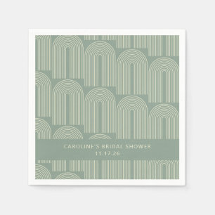 Modern Arch Line Art Sage Custom Bridal Shower Napkin