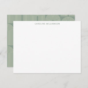 Modern Arch Line Art Sage Personalised Stationery Card