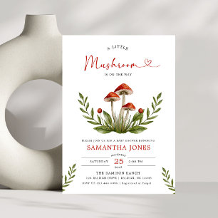 Modern Arch Little Mushroom Baby Shower Invitation