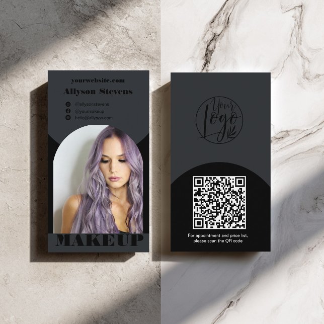 Modern arch makeup black photo qr code logo business card (Modern arch makeup black photo qr code logo business card)