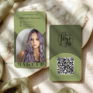 Modern arch makeup green photo qr code logo business card