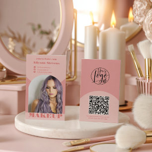 Modern arch makeup pink photo qr code logo business card