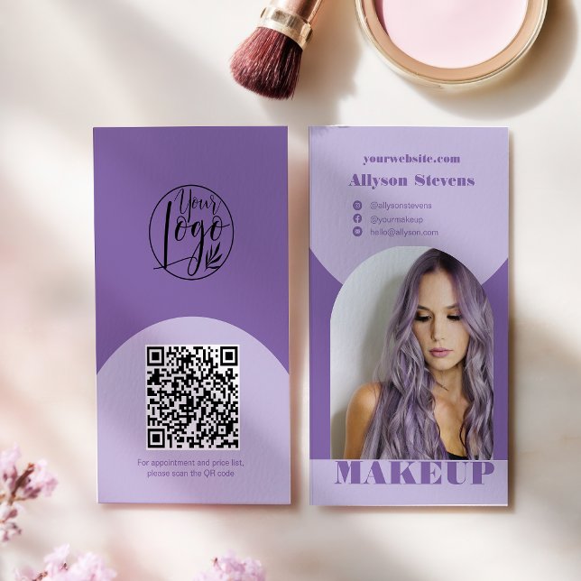 Modern arch makeup purple photo qr code logo business card (Modern arch makeup purple photo qr code logo business card)