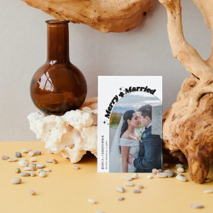 Modern Arch Merry & Married Christmas Wedding Holiday Card