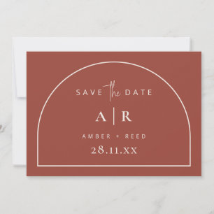 Modern Arch Minimal Wedding Terracotta Script Save The Date