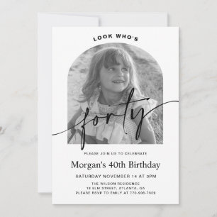 Modern Arch Minimalist Photo 40th Birthday Invitation