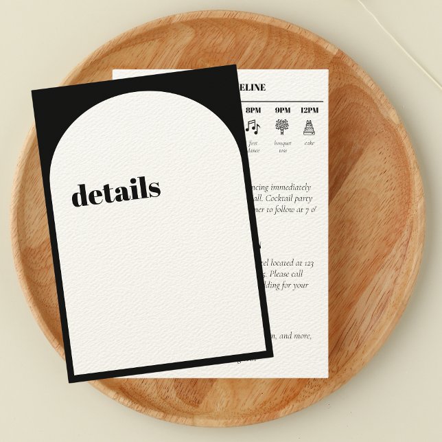 Modern Arch Minimalist Wedding Timeline Details Enclosure Card (Creator Uploaded)