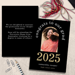 Modern Arch Photo 2025 Grad Black Announcement
