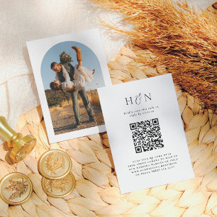 Modern Arch Photo Ampersand QR Code Wedding RSVP Enclosure Card