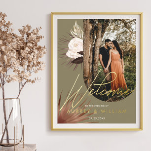 Modern Arch Photo Boho Watercolor Florals Wedding Foil Prints