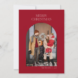 Modern Arch Photo Christmas Card in Red
