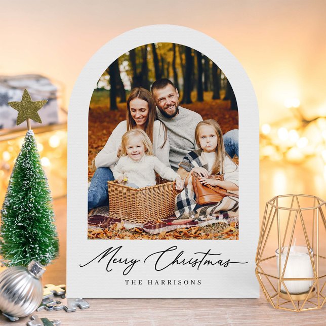Modern Arch Photo Christmas Greeting Holiday Card (Creator Uploaded)